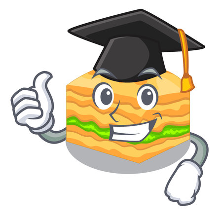 Graduation cartoon baklava on the wooden boardsvector illustrationのイラスト素材