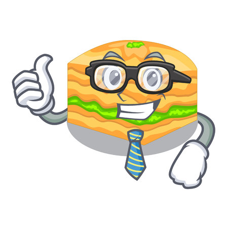 Businessman cartoon baklava on the wooden boardsvector illustrationのイラスト素材