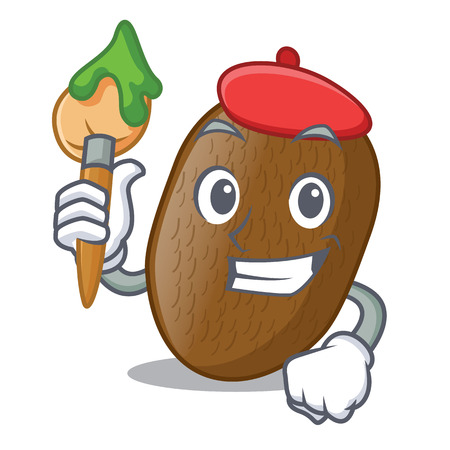 Artist Boxing kiwifruit slices in the shape cartoon vector illustrationのイラスト素材