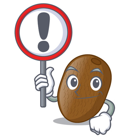 With sign kiwifruit slices in the shape cartoon vector illustrationのイラスト素材