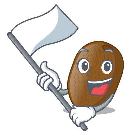 With flag kiwifruit is placed on mascot plate vector illustrationのイラスト素材
