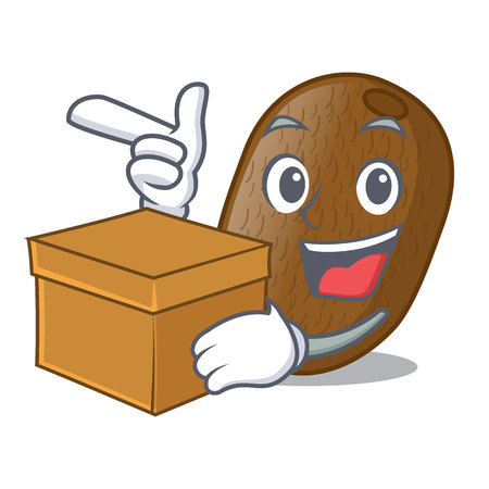 With box kiwifruit on table of character wood vector illustrationのイラスト素材
