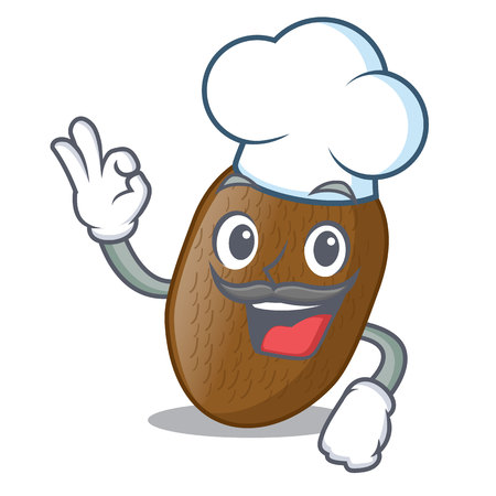 Chef kiwifruit on table of character wood vector illustrationのイラスト素材