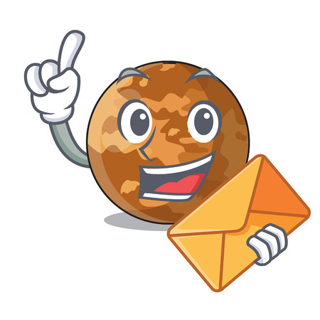 With envelope picture of a cartoon mercury planet vector illustrationのイラスト素材