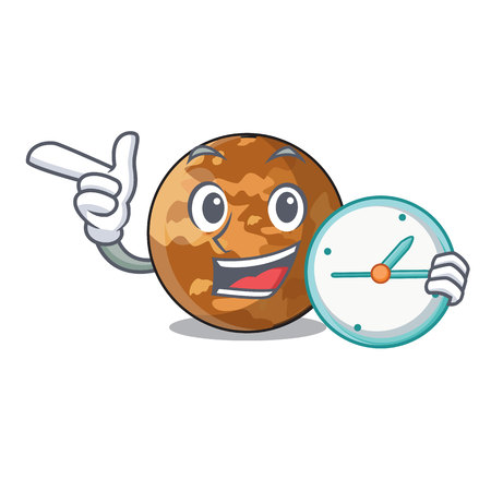 With clock picture of a cartoon mercury planet vector illustrationのイラスト素材