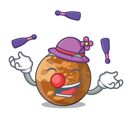 Juggling plenet mercury isolated in a mascot vector illustrationのイラスト素材