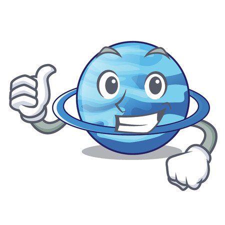 Thumbs up uranius plenet is isolated on mascot vector illustrationのイラスト素材
