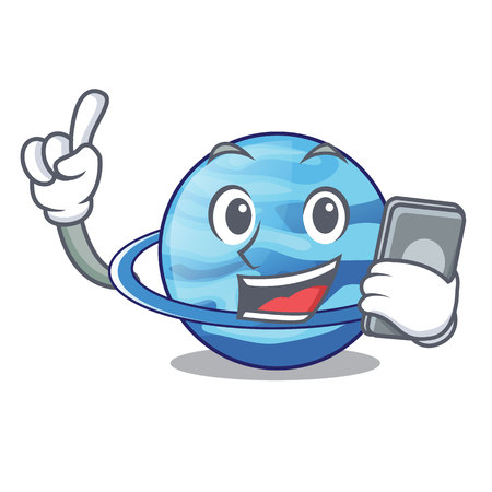 With phone plenet uranus images in character form vector illustrationのイラスト素材
