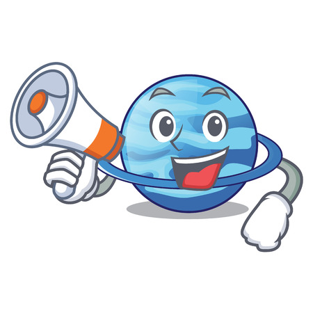 With megaphone plenet uranus images in character form vector illustrationのイラスト素材