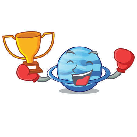 Boxing winner plenet uranus above the sky cartoon vector illustrationのイラスト素材