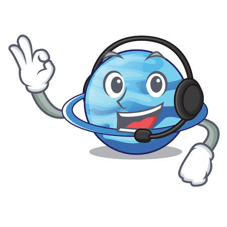 With headphone plenet uranus above the sky cartoon vector illustrationのイラスト素材