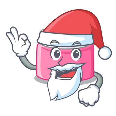 Santa face cream in a cartoon jar vector illustrationのイラスト素材