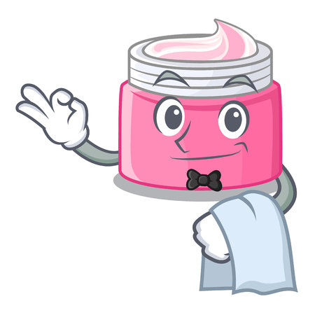 Waiter face cream isolated with the mascot vector illustrationのイラスト素材