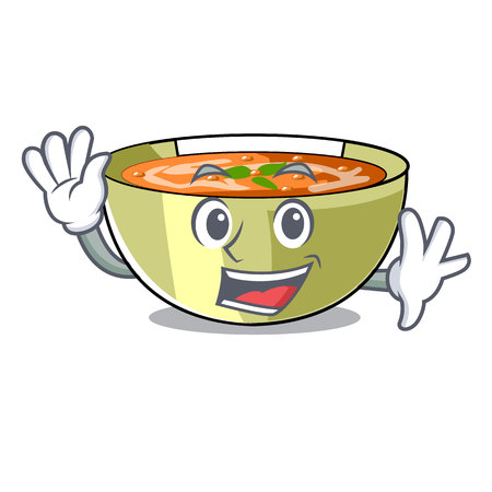 Waving Cartoon lentil soup ready to served vector illustrtionのイラスト素材
