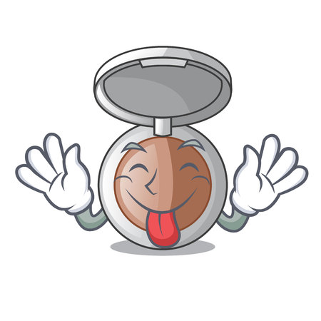 Tongue out makeup powder on wooden cartoon table vector illustrationのイラスト素材