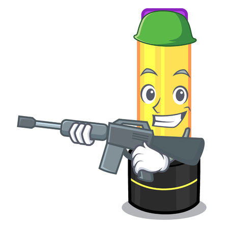 Army lip balm in character makeup bag vector illustrationのイラスト素材