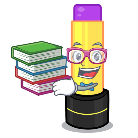 Student with book lip balm in the cartoon shape vector illustrationのイラスト素材