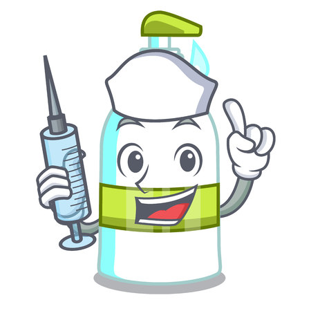 Nurse liquid soap in a cartoon basket vector illustrationのイラスト素材