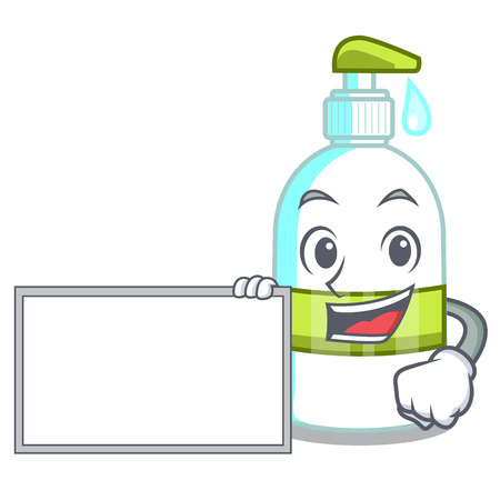 With board liquid soap in the character bottles vector illustratrionのイラスト素材