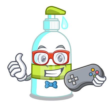 Gamer liquid soap isolated with on mascot vector illustrationのイラスト素材