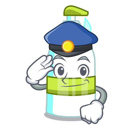 Police liquid soap in the character bottles vector illustratrionのイラスト素材