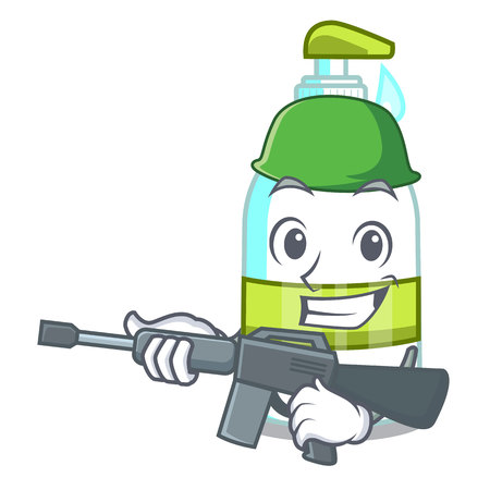 Army liquid soap in the character bottles vector illustratrionのイラスト素材
