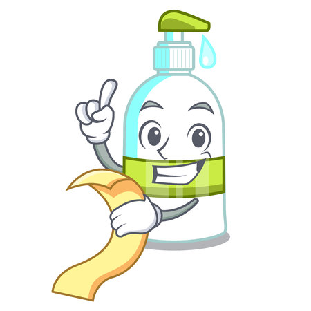 With menu liquid soap isolated with on mascot vector illustrationのイラスト素材