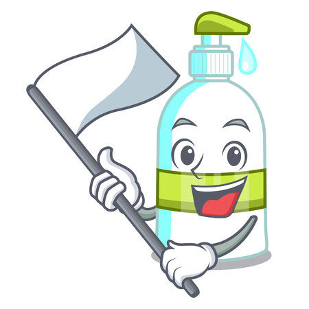 With flag liquid soap in the cartoon shape vector illustartionのイラスト素材