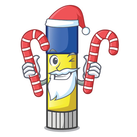Santa with candy cute cartoon on the glue stick vector illustrationのイラスト素材