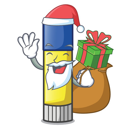 Santa with gift cute cartoon on the glue stick vector illustrationのイラスト素材