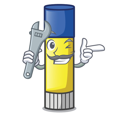 Mechanic cute cartoon on the glue stick vector illustrationのイラスト素材