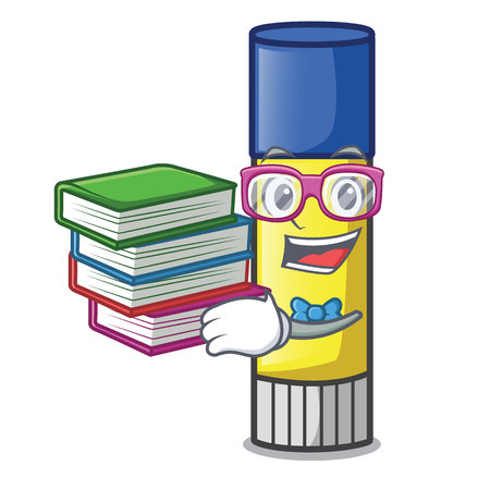 Student with book cute cartoon on the glue stick vector illustrationのイラスト素材