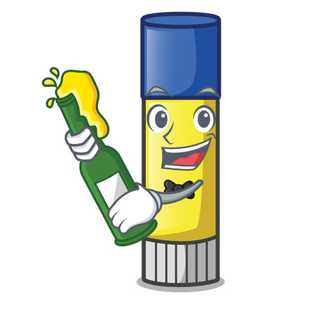 With beer cute cartoon on the glue stick vector illustrationのイラスト素材