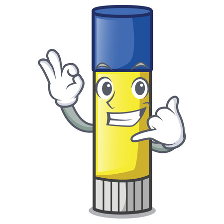 Call me cute cartoon on the glue stick vector illustrationのイラスト素材