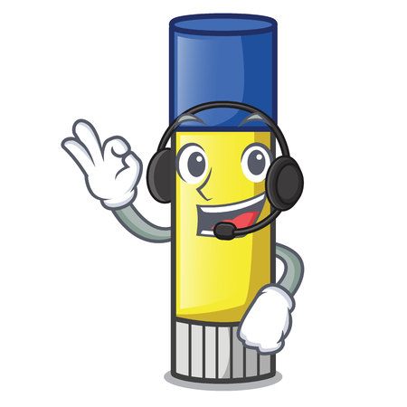 With headphone cute cartoon on the glue stick vector illustrationのイラスト素材