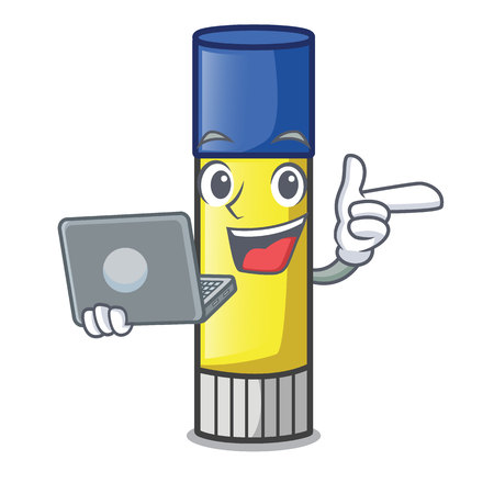 With laptop glue stick in the cartoon shape vector illustrationのイラスト素材