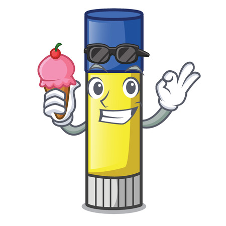 With ice cream glue the stick above character table vector illustrationのイラスト素材