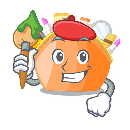 Artist cosmetic bag in the character shape vector illustrationのイラスト素材