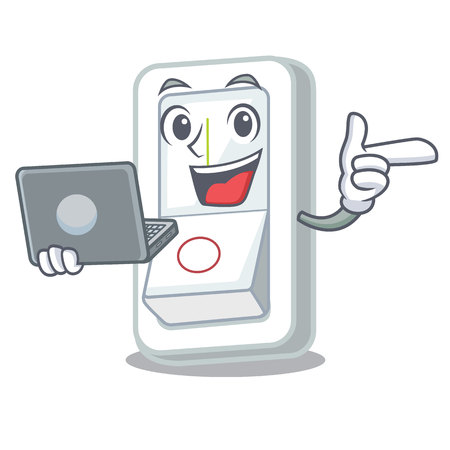 With laptop light switch in the cartoon shape vector illustrationのイラスト素材