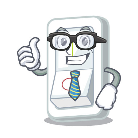 Businessman light switch attaches the character wall vector illustrationのイラスト素材