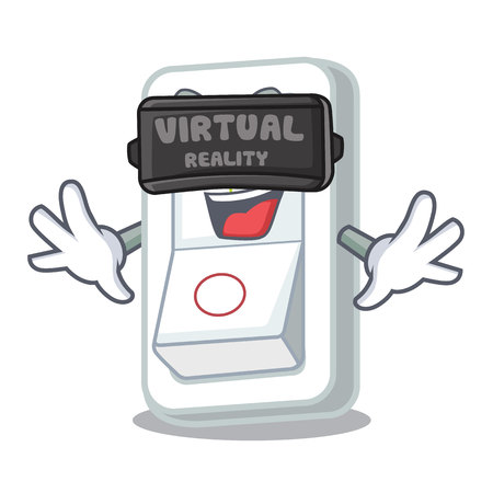 Virtual reality light switch is isolated with mascot vector illustrationのイラスト素材