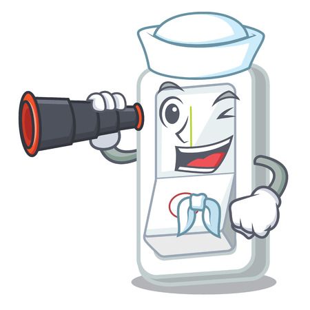 Sailor with binocular light switch is isolated with mascot vector illustrationのイラスト素材