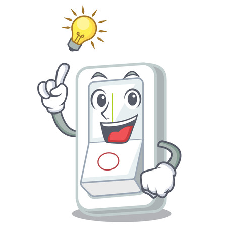 Have an idea light switch above cartoon wooden wall vector illustrationのイラスト素材