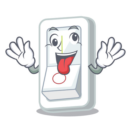 Crazy light switch above cartoon wooden wall vector illustrationのイラスト素材