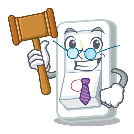 Judge light switch above cartoon wooden wall vector illustrationのイラスト素材