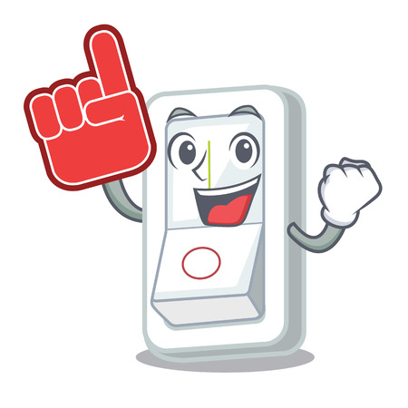 Foam finger light switch above cartoon wooden wall vector illustrationのイラスト素材