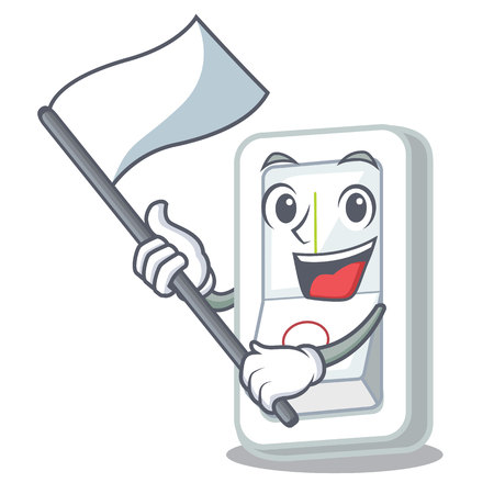 With flag light switch above cartoon wooden wall vector illustrationのイラスト素材