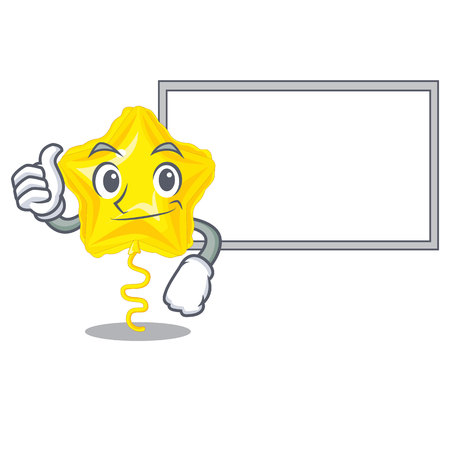 Thumbs up with board star balloon was flown mascot sky vector illustrationのイラスト素材