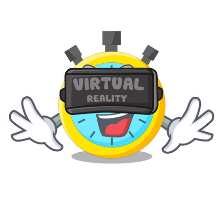 Virtual reality stowatch on a mascot wood table vector illustrationのイラスト素材