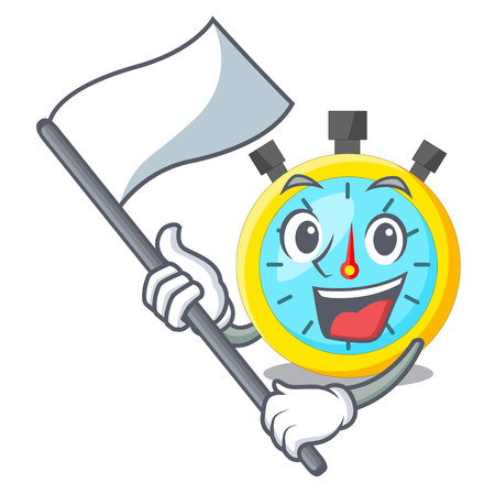 With flag cartoon stopwatch on for the race vector illustrationのイラスト素材